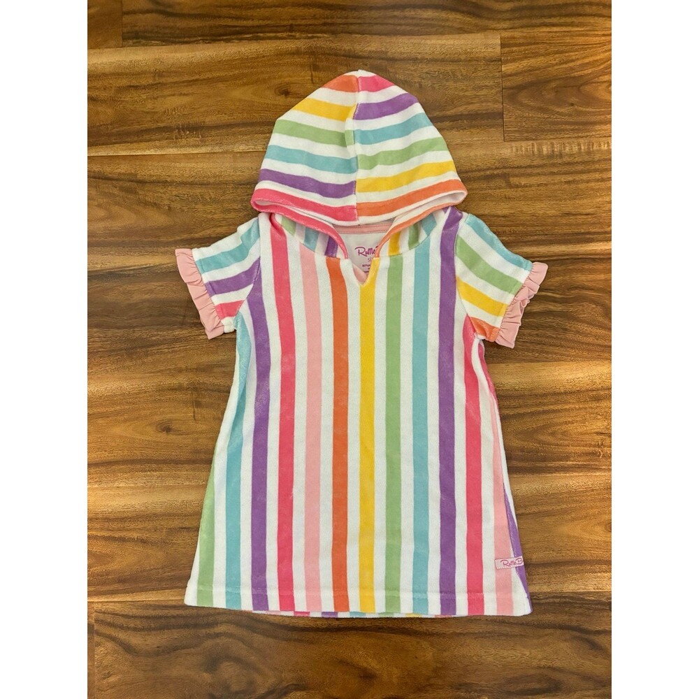 RuffleButts Swim Cover Up, Rainbow Stripe, 2T